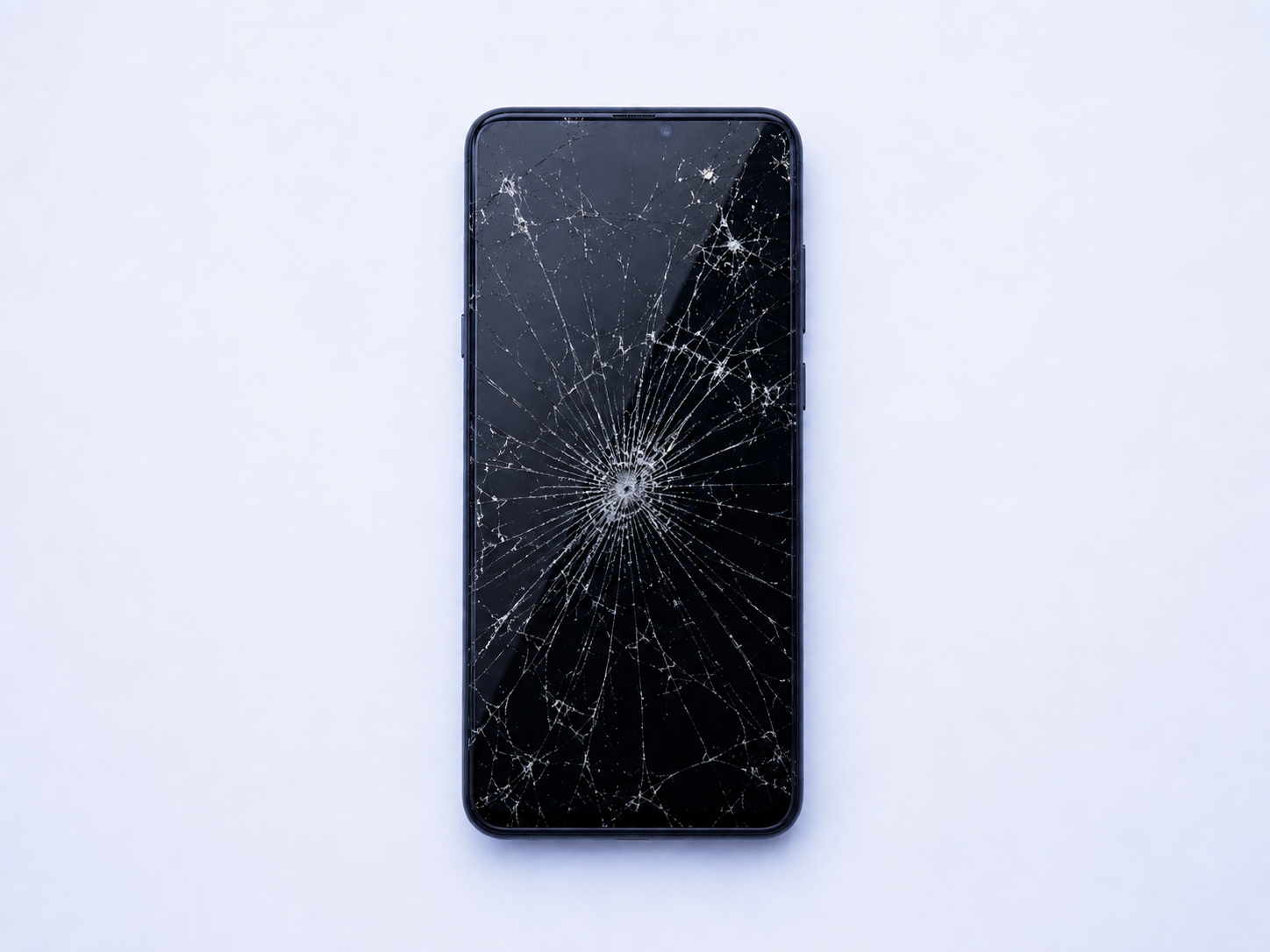 Smartphone avec écran cassé avant réparation chez STUFF Nice